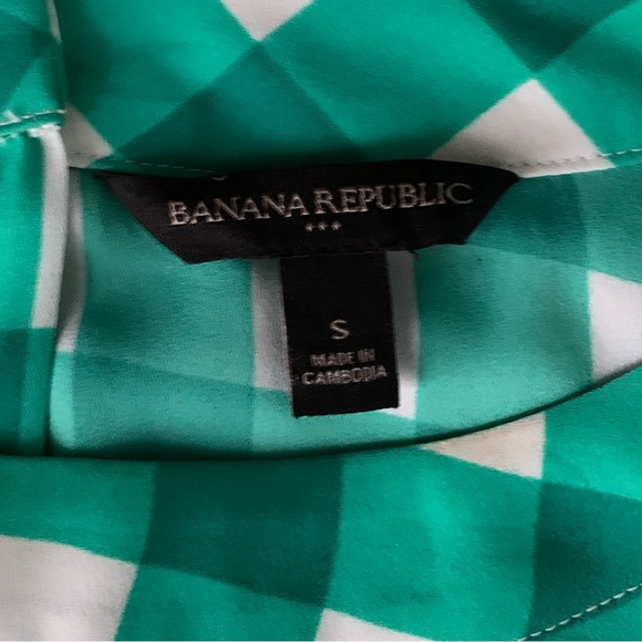 BANANA REPUBLIC BLOUSE GREEN PLAID TOP 3/4 SLEEVES SZ SMALL - Picture 4 of 7